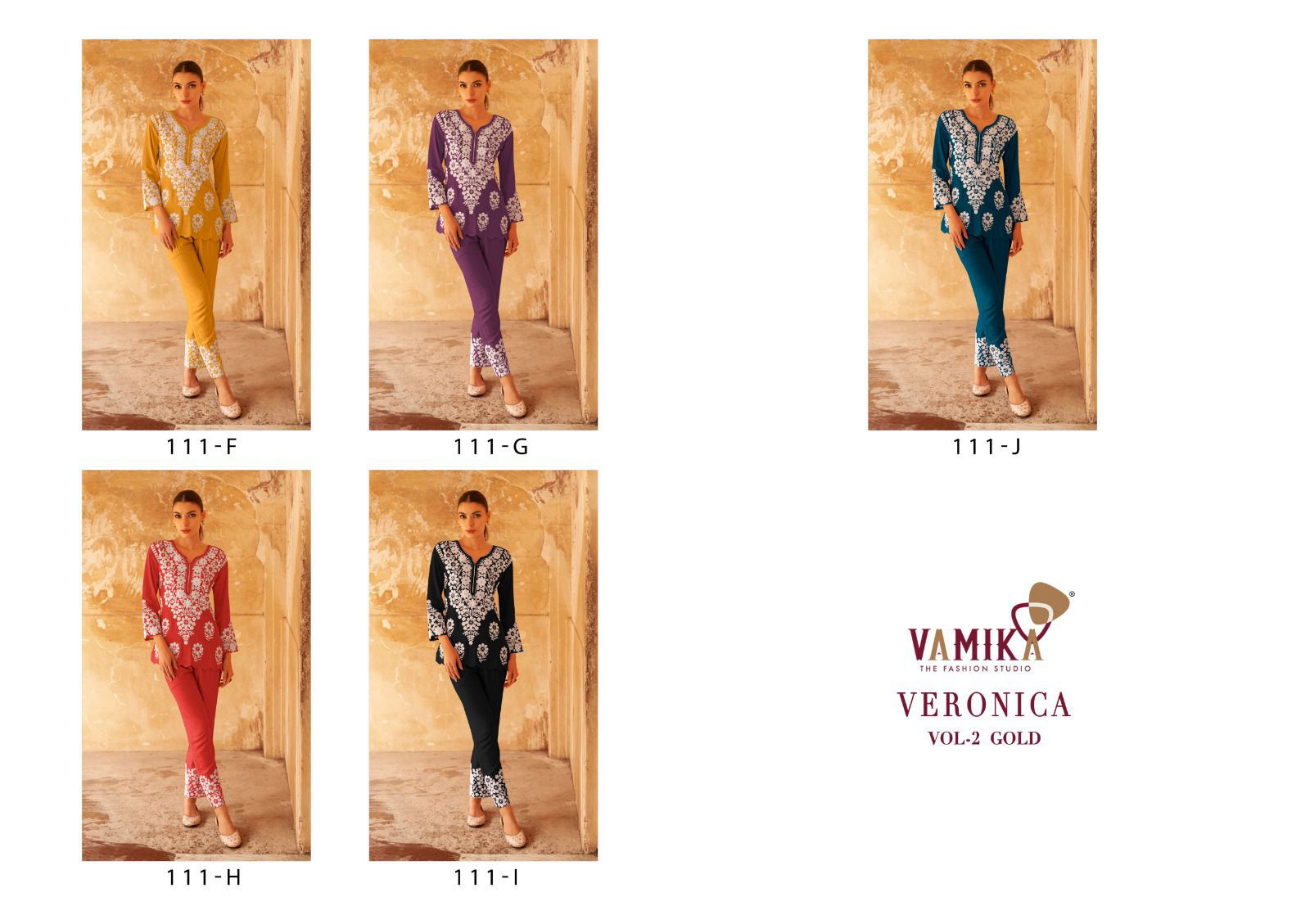 Veronica Vol 2 Gold By Vamika 111F To 111J Surat Cord Set Wholesale Market
